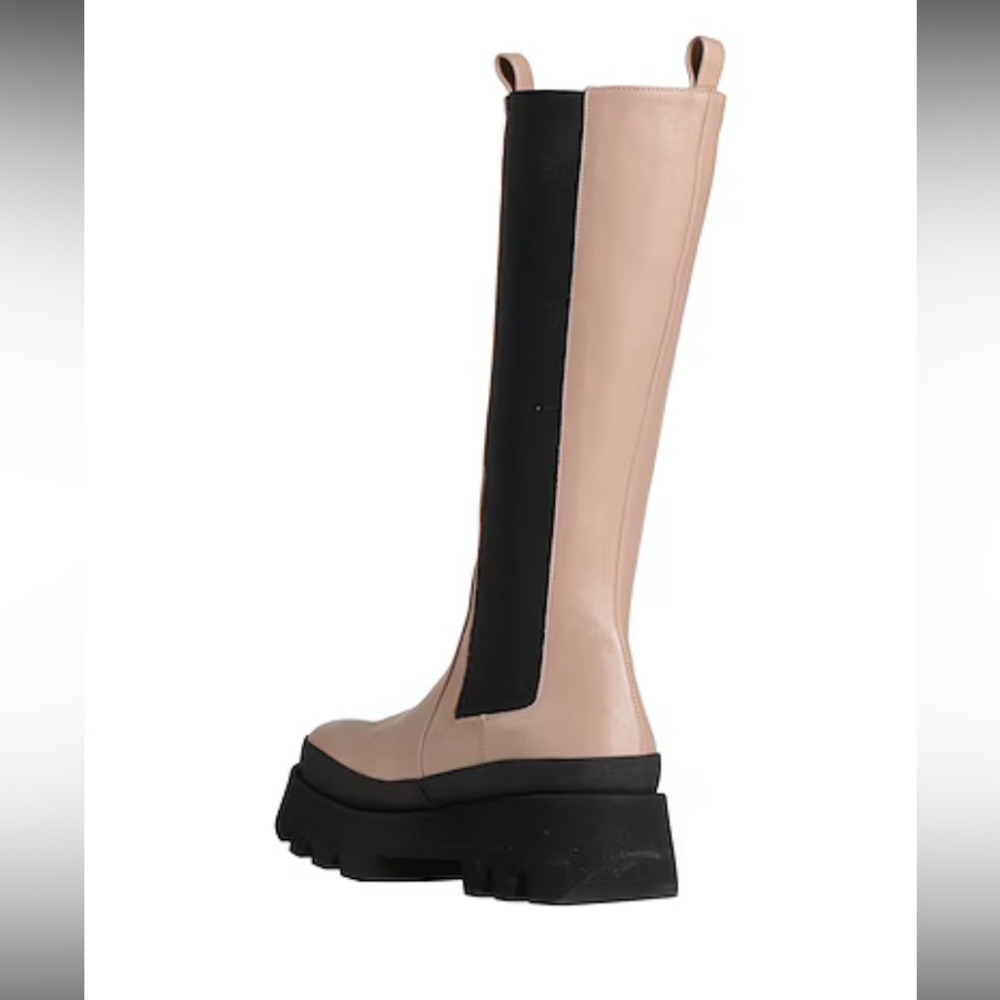 Paloma Barcelona tall leather platform boots size 39 chunky pull on beige Bibi - Picture 9 of 9